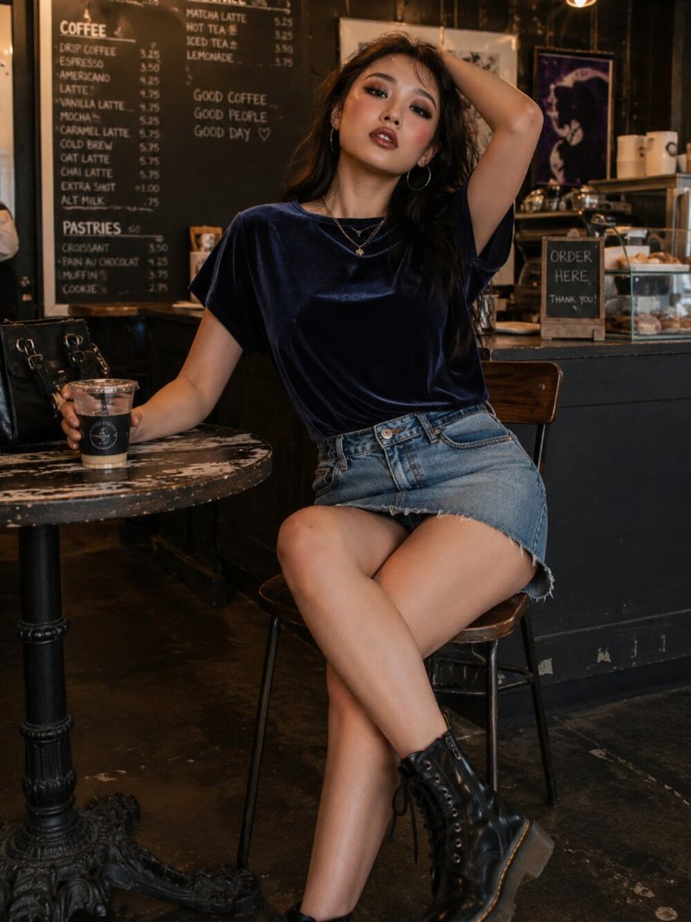 Madewell Navy Blue Velvet Short Sleeve Top Size Small Luxe Minimalist